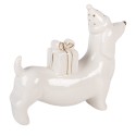 Clayre & Eef Christmas Decoration Figurine Dog 15x4x13 cm White Porcelain