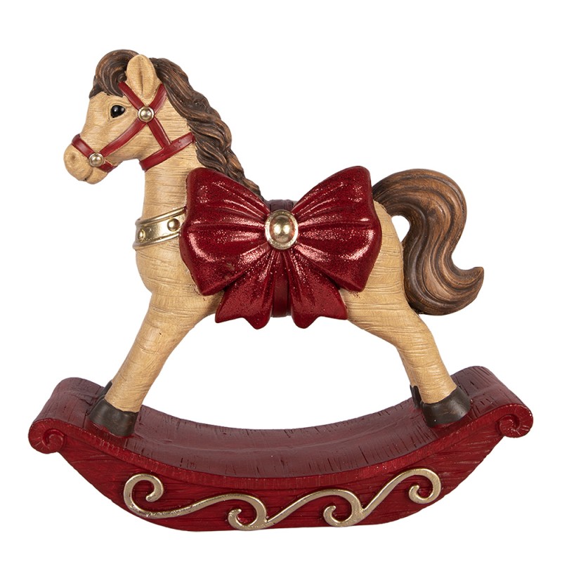 Clayre & Eef Christmas Decoration Figurine Rocking Horse 42x14x41 cm Brown Ceramic material