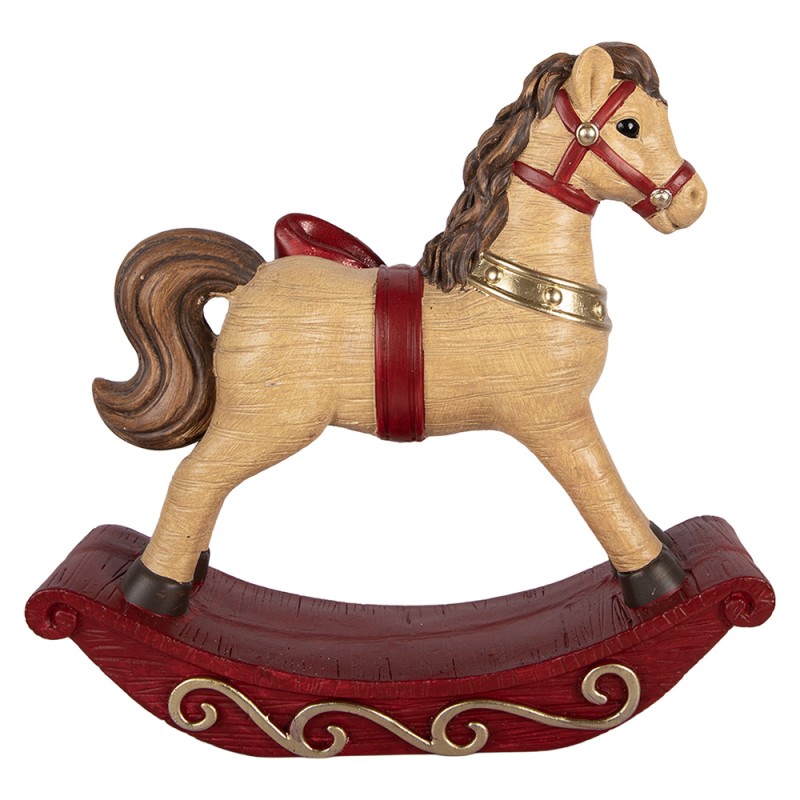 Clayre & Eef Christmas Decoration Figurine Rocking Horse 42x14x41 cm Brown Ceramic material