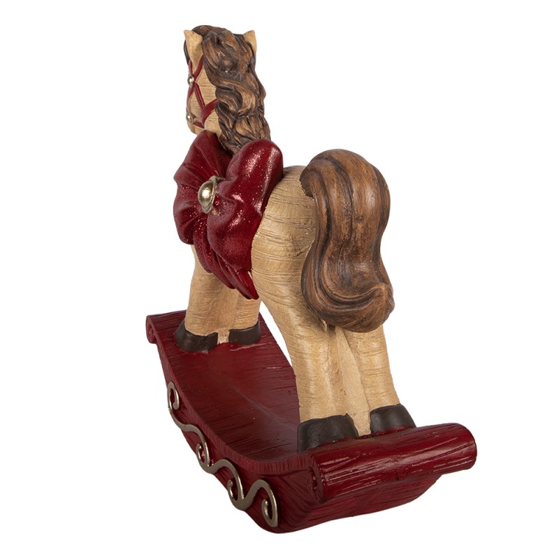 Clayre & Eef Christmas Decoration Figurine Rocking Horse 42x14x41 cm Brown Ceramic material