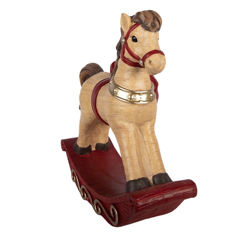 Clayre & Eef Christmas Decoration Figurine Rocking Horse 42x14x41 cm Brown Ceramic material