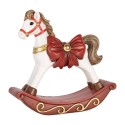 Clayre & Eef Décoration de Noël Image Cheval à bascule 17x5x18 cm Blanc Plastique