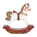 Clayre & Eef Décoration de Noël Image Cheval à bascule 17x5x18 cm Blanc Plastique
