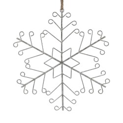 Clayre & Eef Pendentif de Noël Flocon de neige Blanc Métal