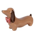 Clayre & Eef Statuetta decorativa di Natale Cane 26x7x15 cm Marrone Porcellana Bassotto