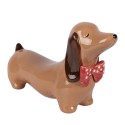Clayre & Eef Statuetta decorativa di Natale Cane 26x7x15 cm Marrone Porcellana Bassotto