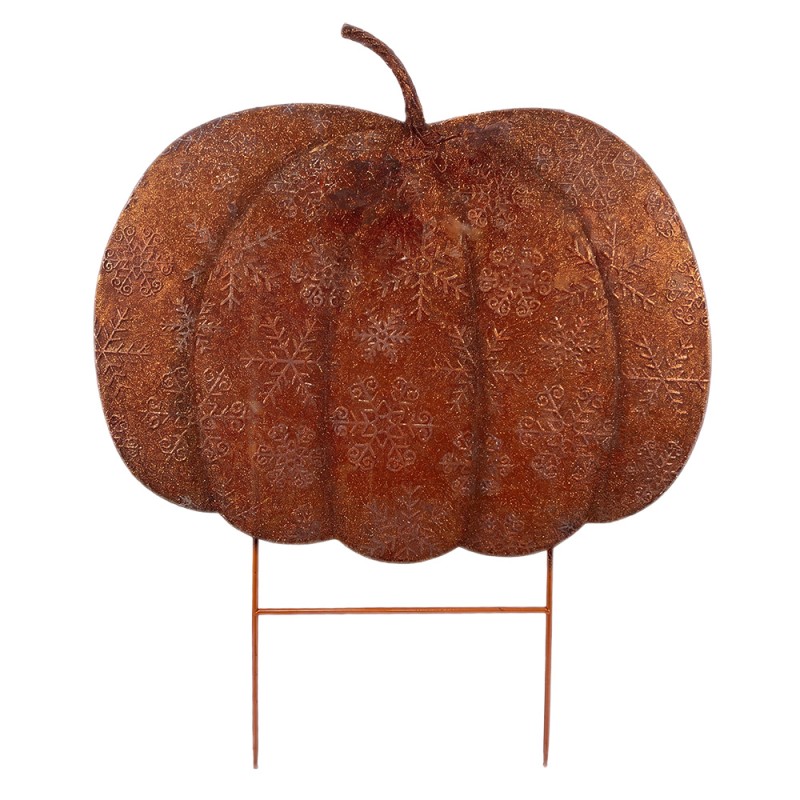 Clayre & Eef Pic de jardin Citrouille Orange Métal