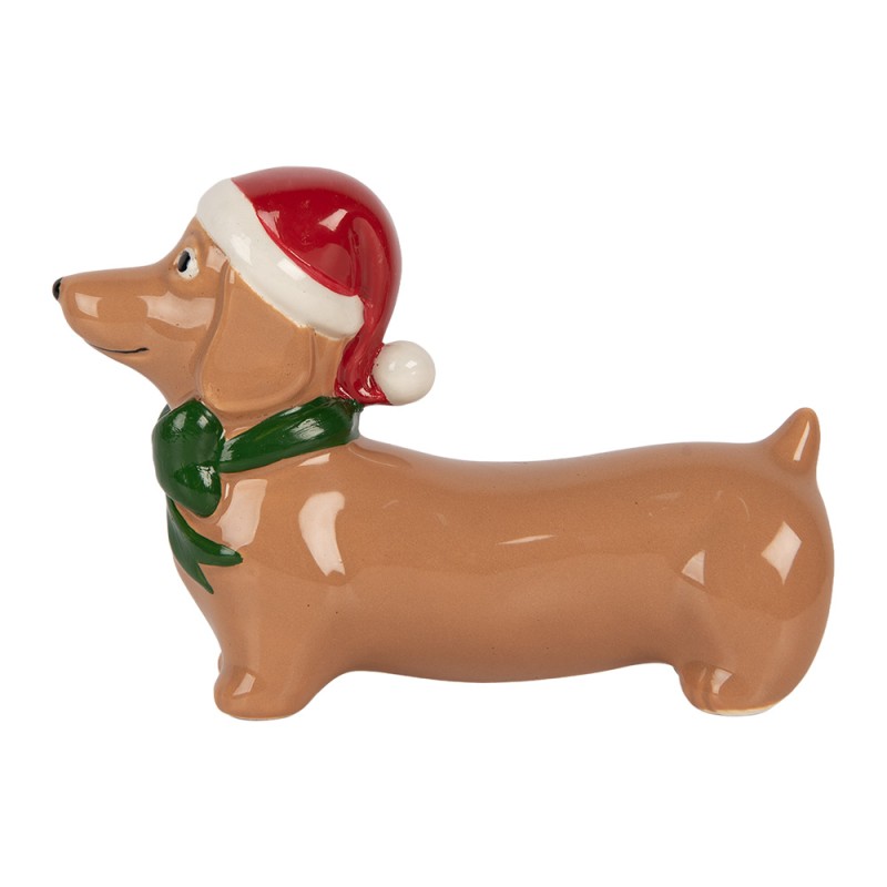 Clayre & Eef Christmas Decoration Figurine Dog 15x5x11 cm Brown Porcelain