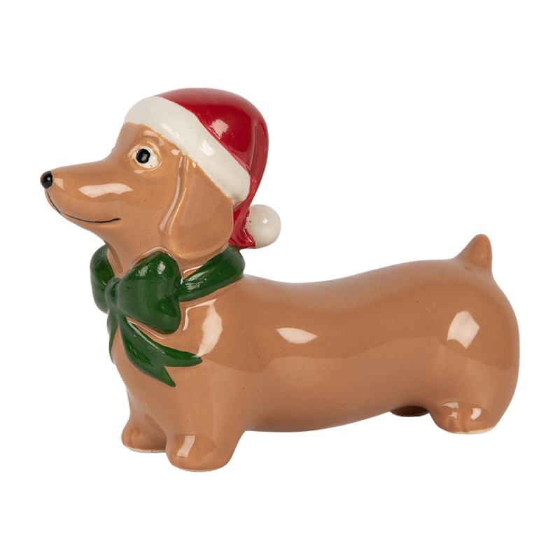 Clayre & Eef Christmas Decoration Figurine Dog 15x5x11 cm Brown Porcelain