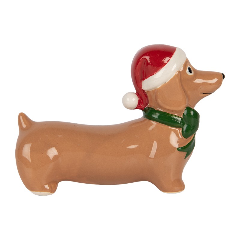 Clayre & Eef Christmas Decoration Figurine Dog 15x5x11 cm Brown Porcelain