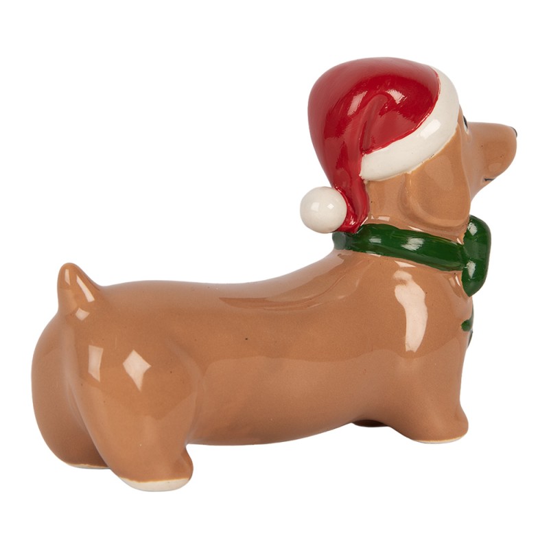 Clayre & Eef Christmas Decoration Figurine Dog 15x5x11 cm Brown Porcelain