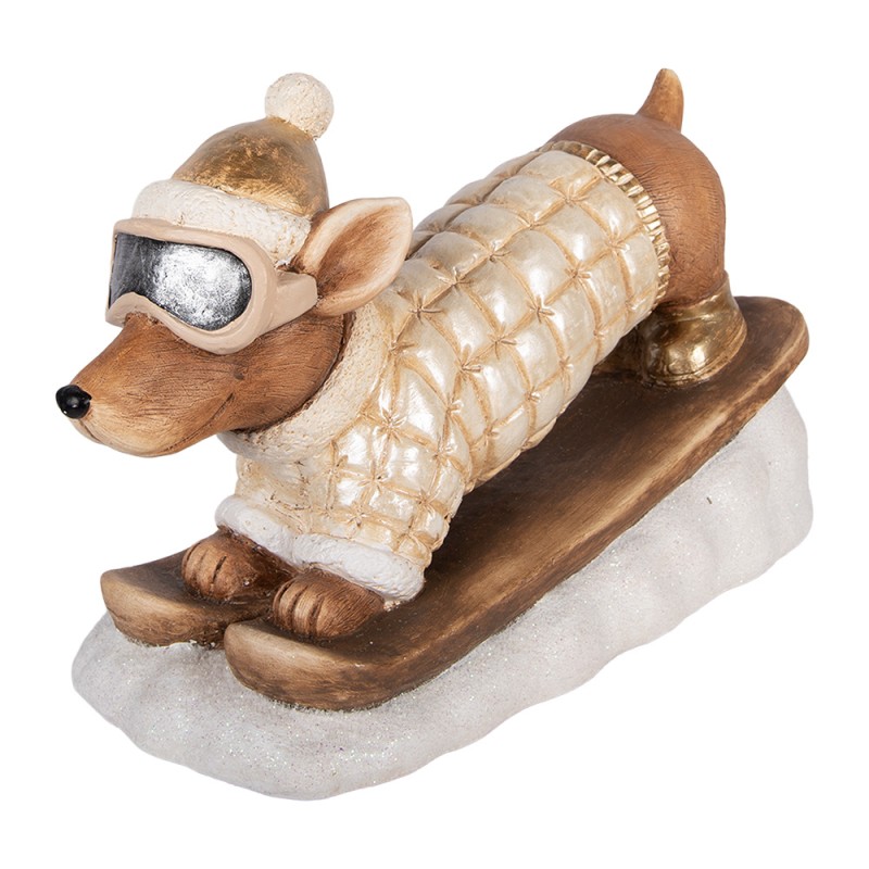 Clayre & Eef Weihnachtsdekorationsfigur Hund 50x23x29 cm Braun Keramik