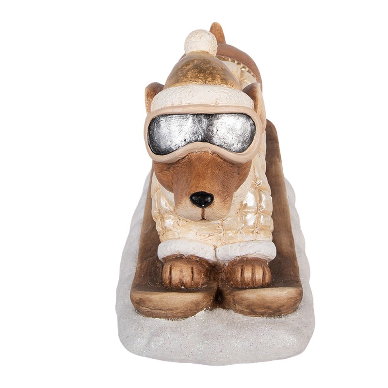 Clayre & Eef Weihnachtsdekorationsfigur Hund 50x23x29 cm Braun Keramik