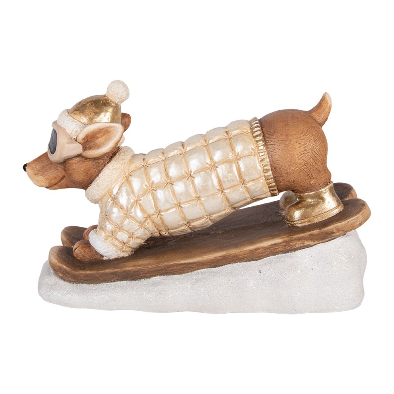 Clayre & Eef Weihnachtsdekorationsfigur Hund 50x23x29 cm Braun Keramik