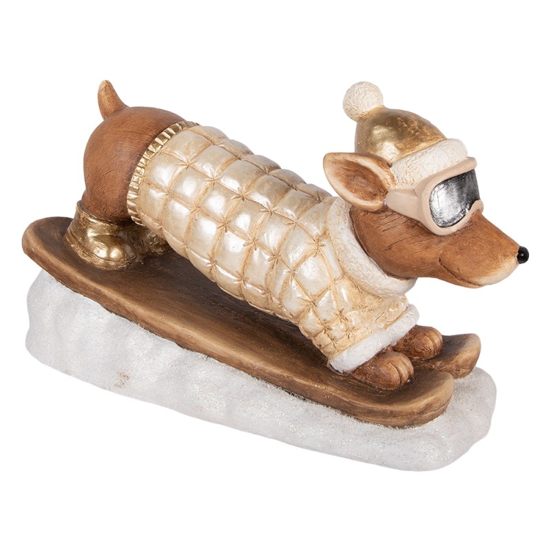 Clayre & Eef Weihnachtsdekorationsfigur Hund 50x23x29 cm Braun Keramik