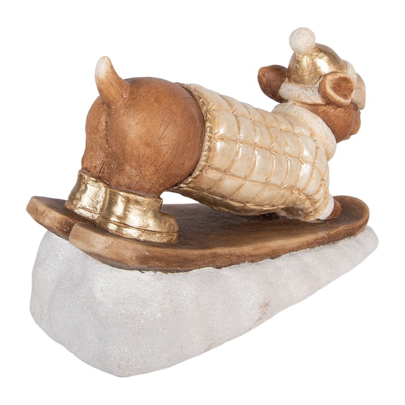 Clayre & Eef Weihnachtsdekorationsfigur Hund 50x23x29 cm Braun Keramik