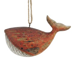 Clayre & Eef Decorazione pendente Balena Rosso Legno