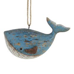 Clayre & Eef Decorative Pendant Whale Blue Wood