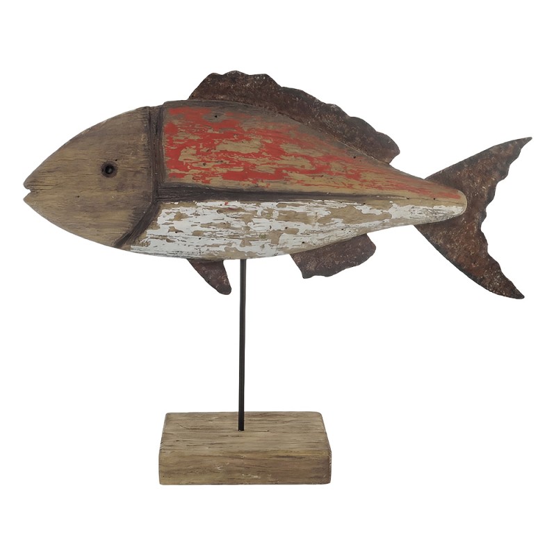 Clayre & Eef Dekorationsfigur Fisch Braun Holz