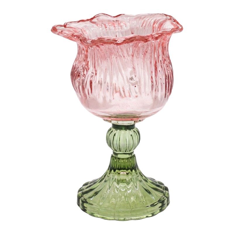 Clayre & Eef Teelichthalter Rosa Glas