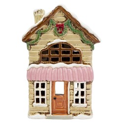 Clayre & Eef Teelichthalter Haus Beige Keramik