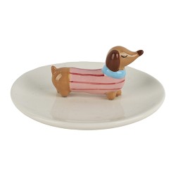 Clayre & Eef Dekoration Schale Hund Grau Keramik