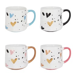 Clayre & Eef Mug Set of 4 450 ML White Porcelain