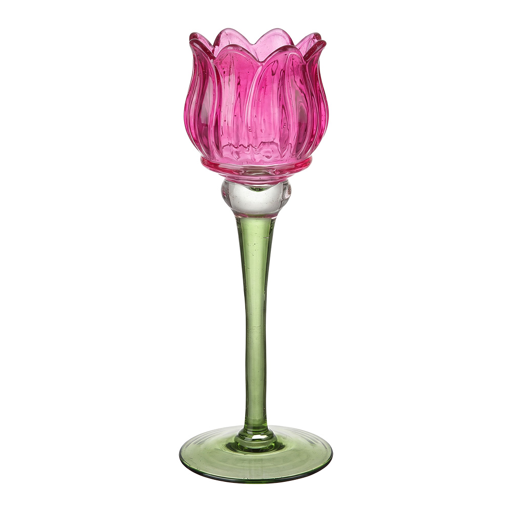 Clayre & Eef Waxinelichthouder Roze Glas