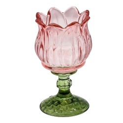 Clayre & Eef Teelichthalter Rosa Glas