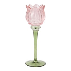 Clayre & Eef Teelichthalter Rosa Glas