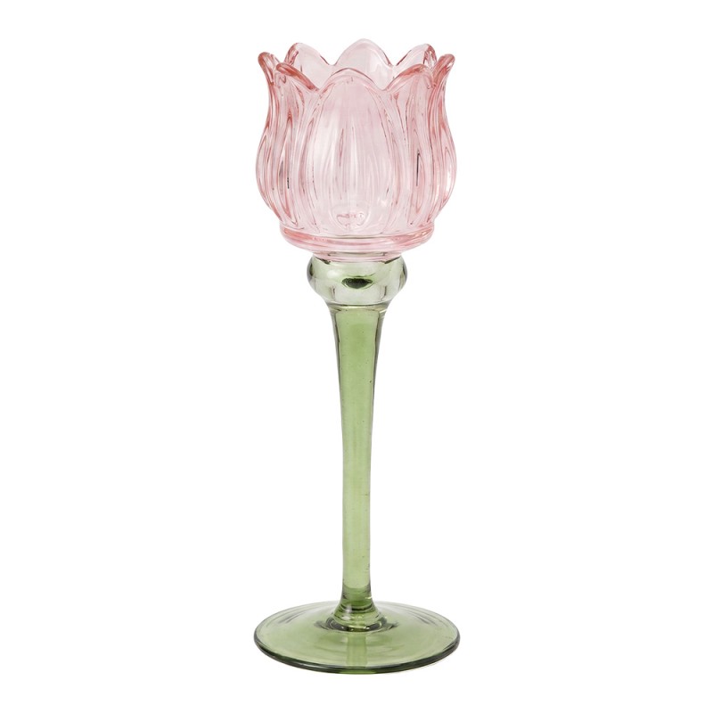 Clayre & Eef Teelichthalter Rosa Glas