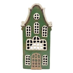 Clayre & Eef Teelichthalter Haus Grün Keramik
