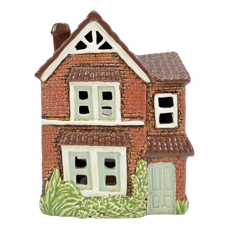Clayre & Eef Tealight Holder House Brown Ceramic