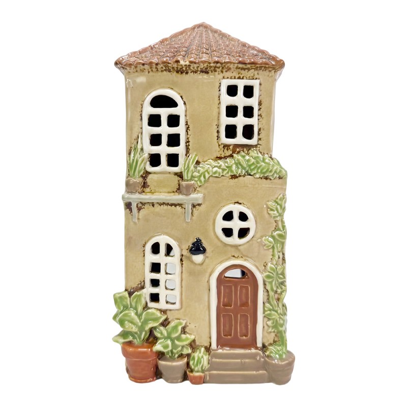 Clayre & Eef Teelichthalter Haus Beige Keramik