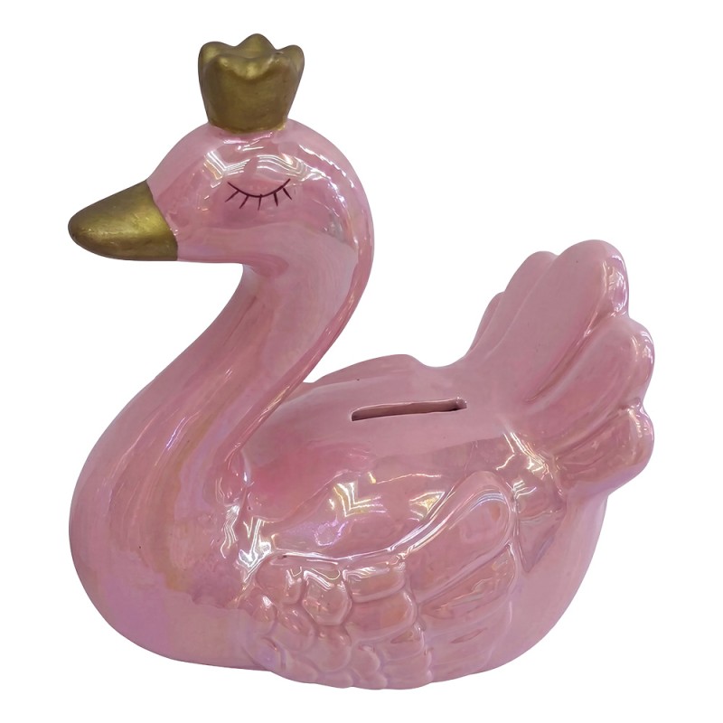 Clayre & Eef Money Box Swan Pink Ceramic