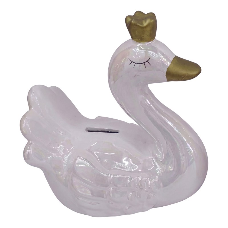 Clayre & Eef Money Box Swan White Ceramic