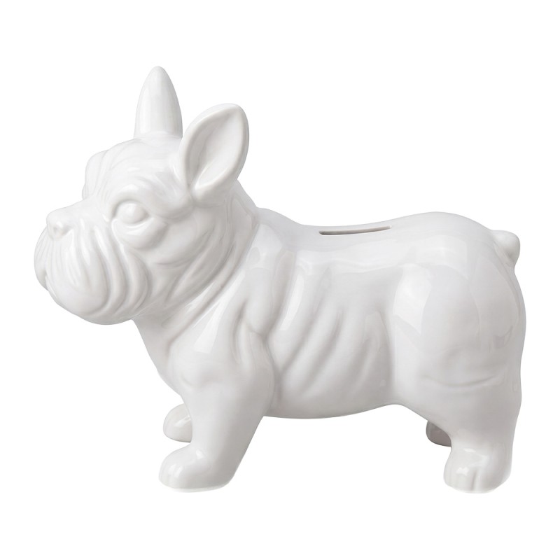 Clayre & Eef Spaarpot Hond Wit Keramiek