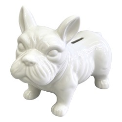 Clayre & Eef Spaarpot Hond Wit Keramiek