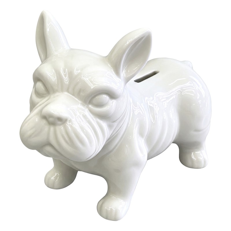 Clayre & Eef Spaarpot Hond Wit Keramiek