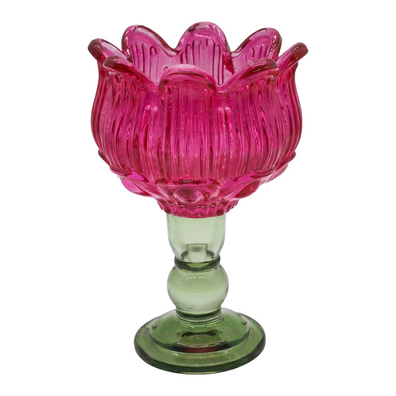 Clayre & Eef Teelichthalter Rosa Glas