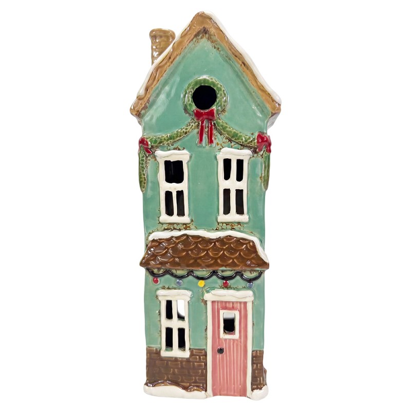 Clayre & Eef Tealight Holder House Green Ceramic