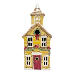 Clayre & Eef Teelichthalter Haus Gelb Keramik