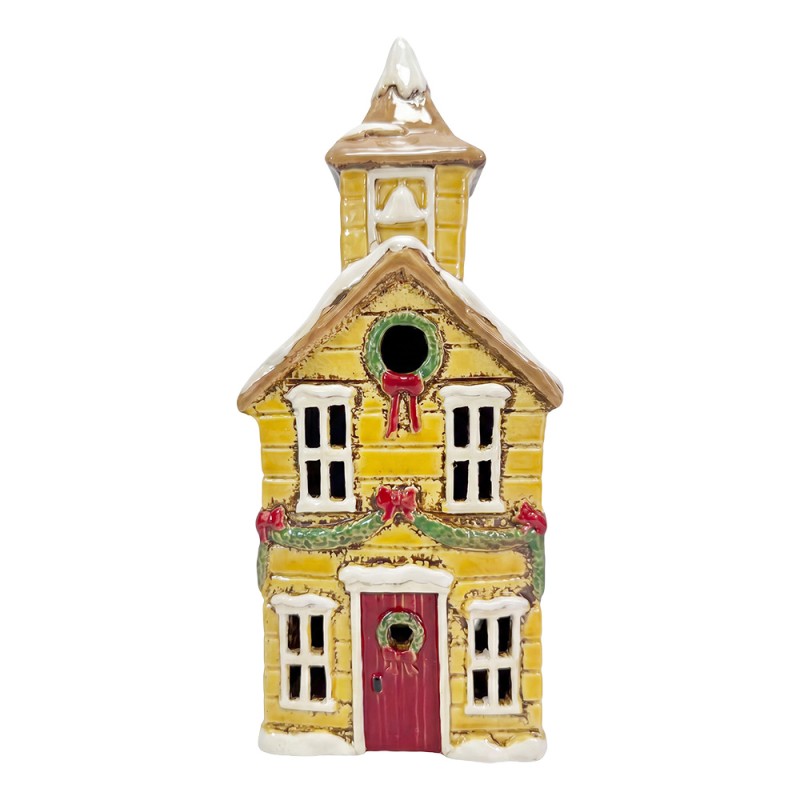 Clayre & Eef Teelichthalter Haus Gelb Keramik