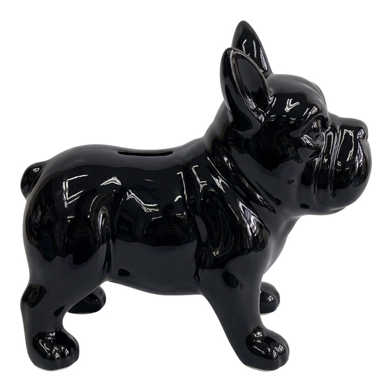 Clayre & Eef Spaarpot Hond Zwart Keramiek
