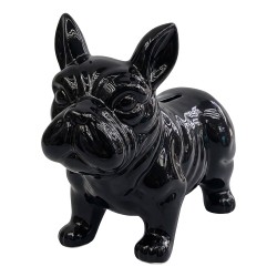 Clayre & Eef Spaarpot Hond Zwart Keramiek