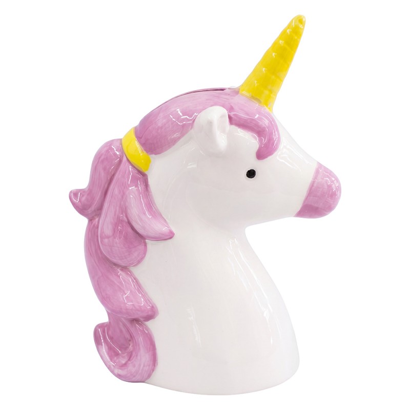 Clayre & Eef Money Box Unicorn White Ceramic