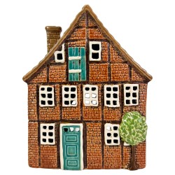 Clayre & Eef Teelichthalter Haus Braun Keramik