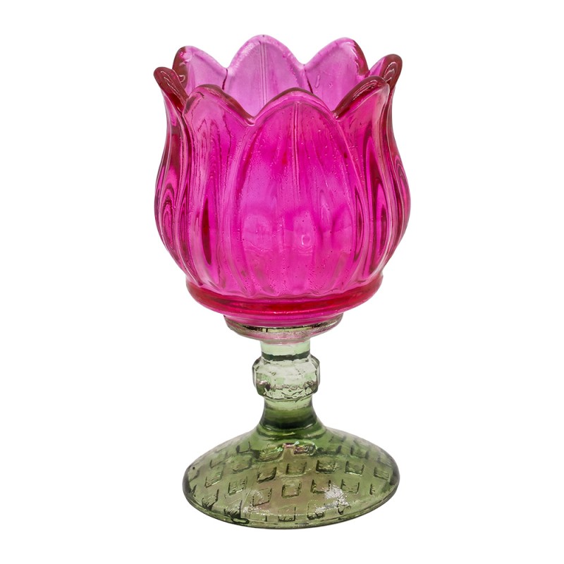 Clayre & Eef Teelichthalter Rosa Glas