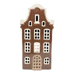 Clayre & Eef Tealight Holder House Brown Ceramic