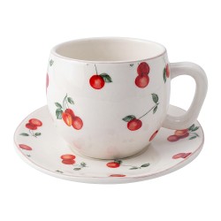 Clayre & Eef Tazza e piattino Bianco Ceramica